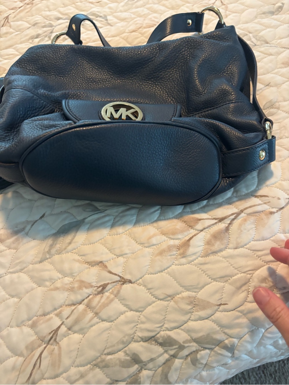 Michael Kors Navy Leather Shoulder Bag with matching wallet